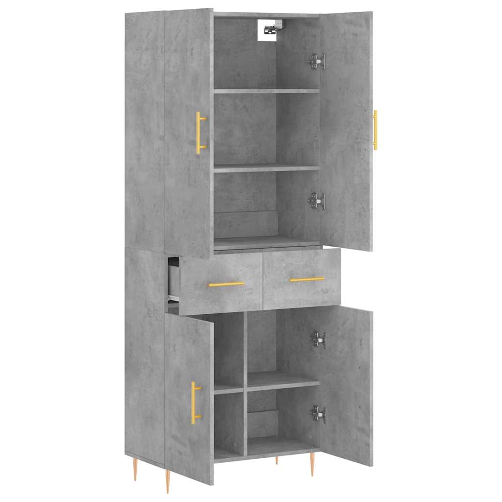 Highboard Concrete Grey 69.5x34x180 cm Engineered Wood