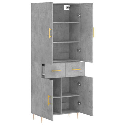 Highboard Concrete Grey 69,5x34x180 cm Engineered Wood