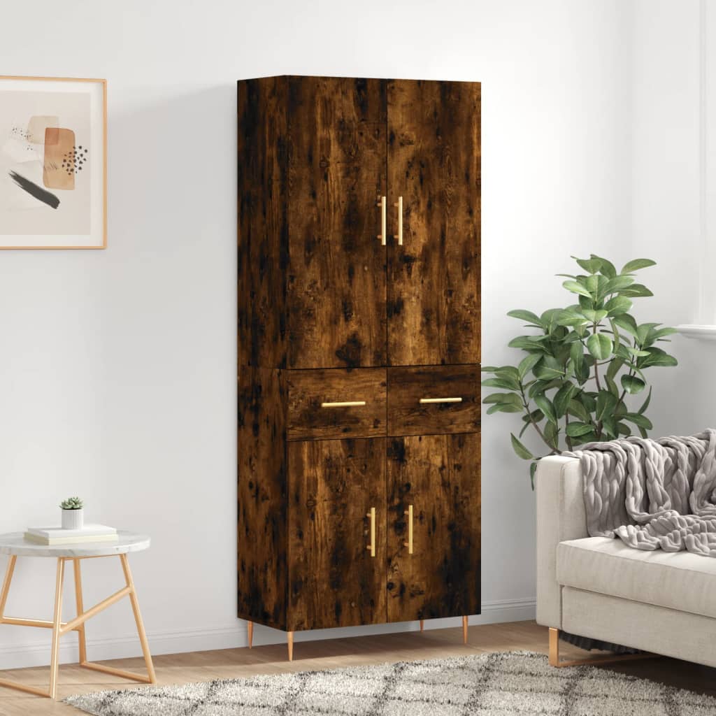 Highboard Smoked Oak 69.5x34x180 cm Engineered Wood
