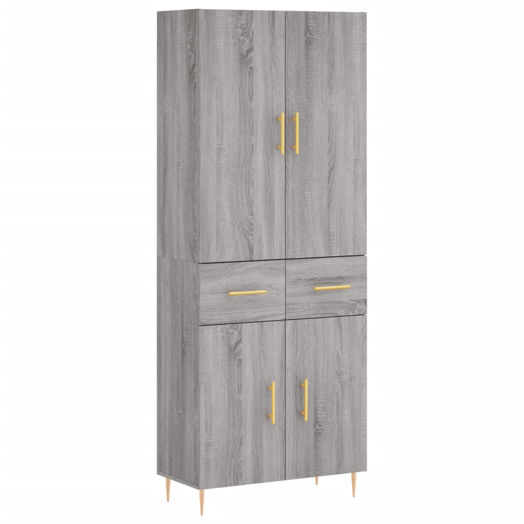 Highboard Grey Sonoma 69,5x34x180 cm Engineered Wood
