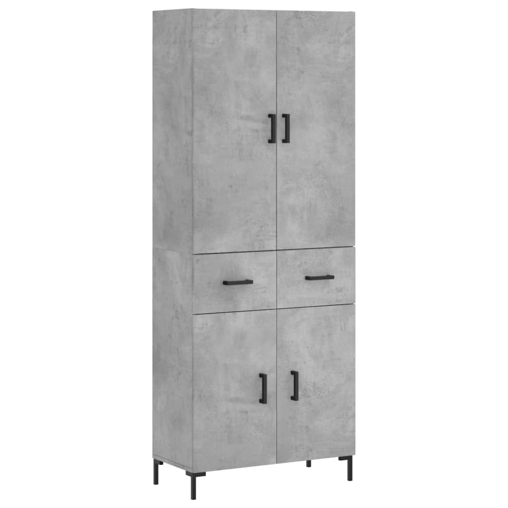 Highboard Concrete Grey 69.5x34x180 cm Engineered Wood