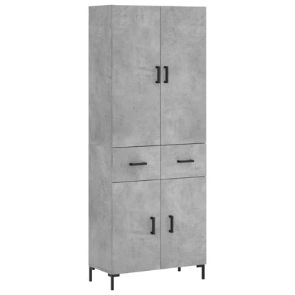 Highboard Concrete Grey 69.5x34x180 cm Engineered Wood