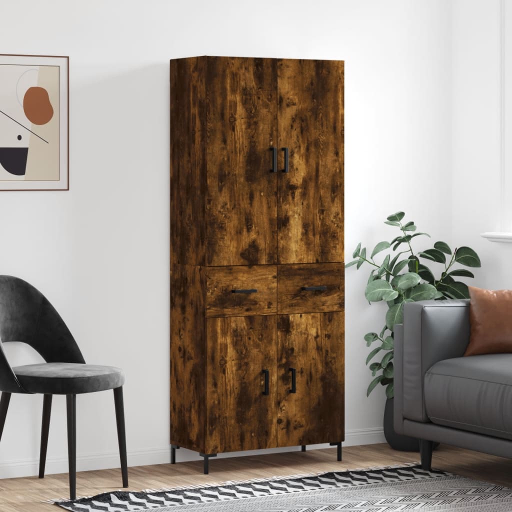 Highboard Smoked Oak 69,5x34x180 cm Engineered Wood