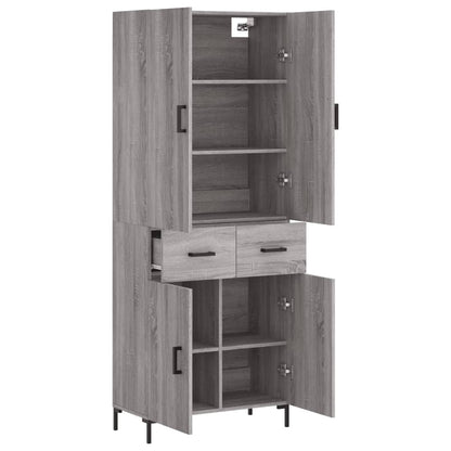 Highboard Grey Sonoma 69,5x34x180 cm Engineered Wood