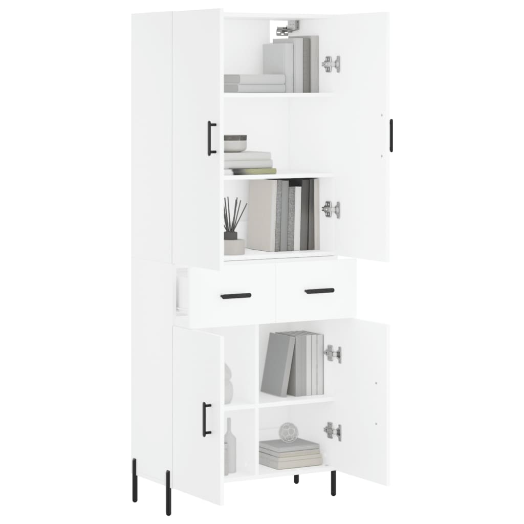 Highboard White 69.5x34x180 cm Engineered Wood