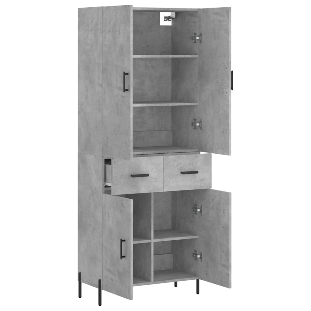 Highboard Concrete Grey 69.5x34x180 cm Engineered Wood