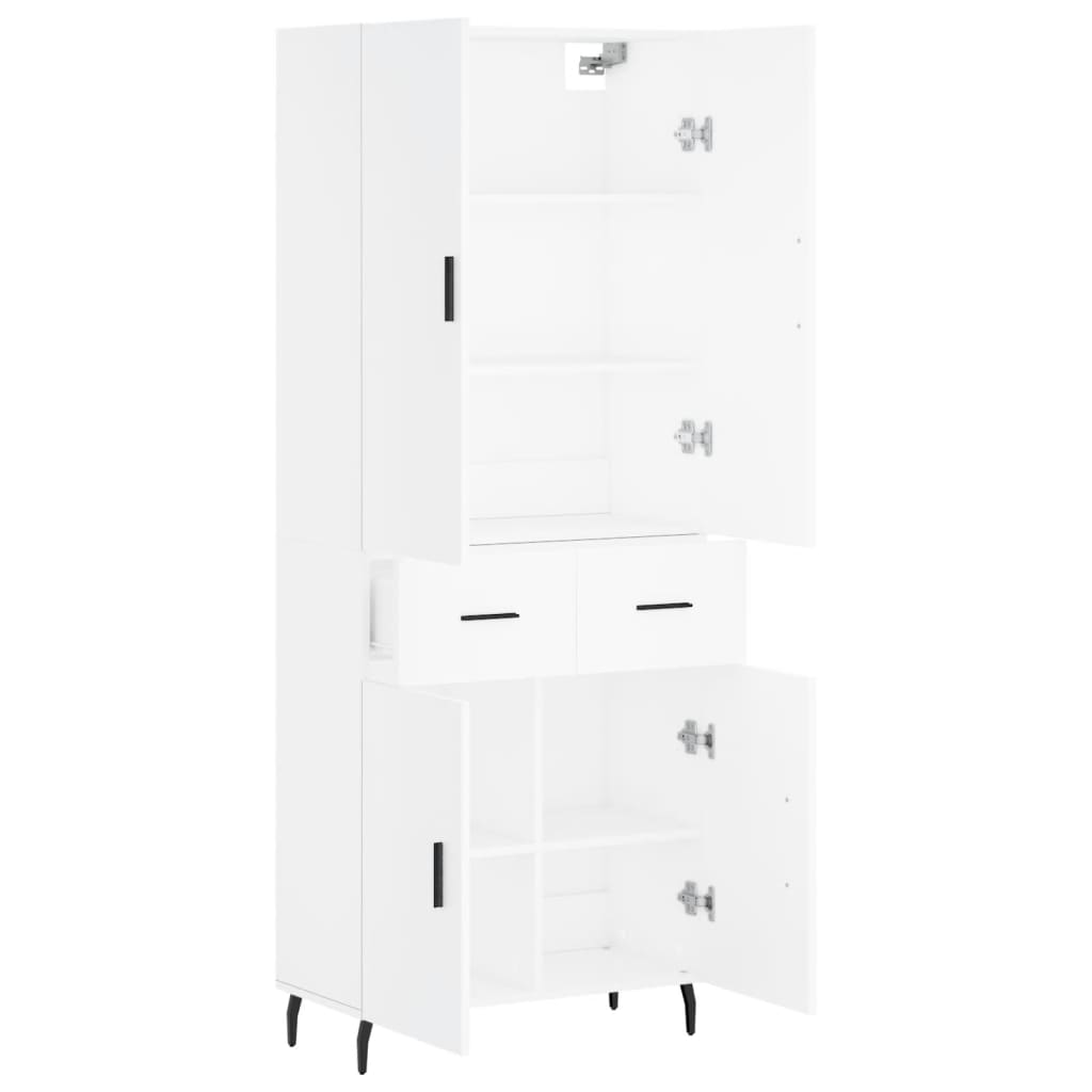 Highboard White 69.5x34x180 cm Engineered Wood