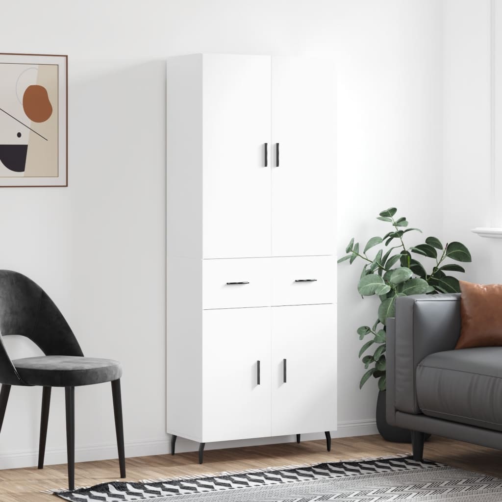 Highboard White 69,5x34x180 cm Engineered Wood