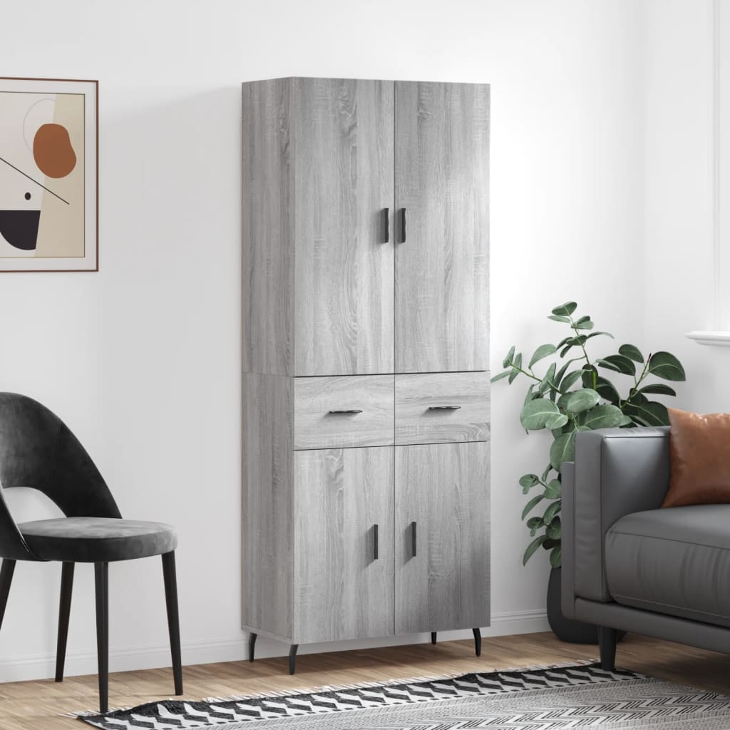 Highboard Grey Sonoma 69.5x34x180 cm Engineered Wood
