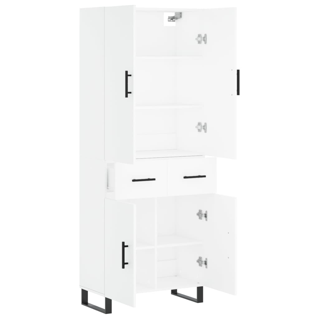 Highboard White 69,5x34x180 cm Engineered Wood