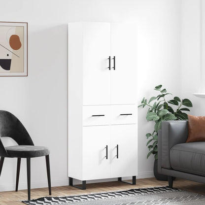 Highboard White 69,5x34x180 cm Engineered Wood