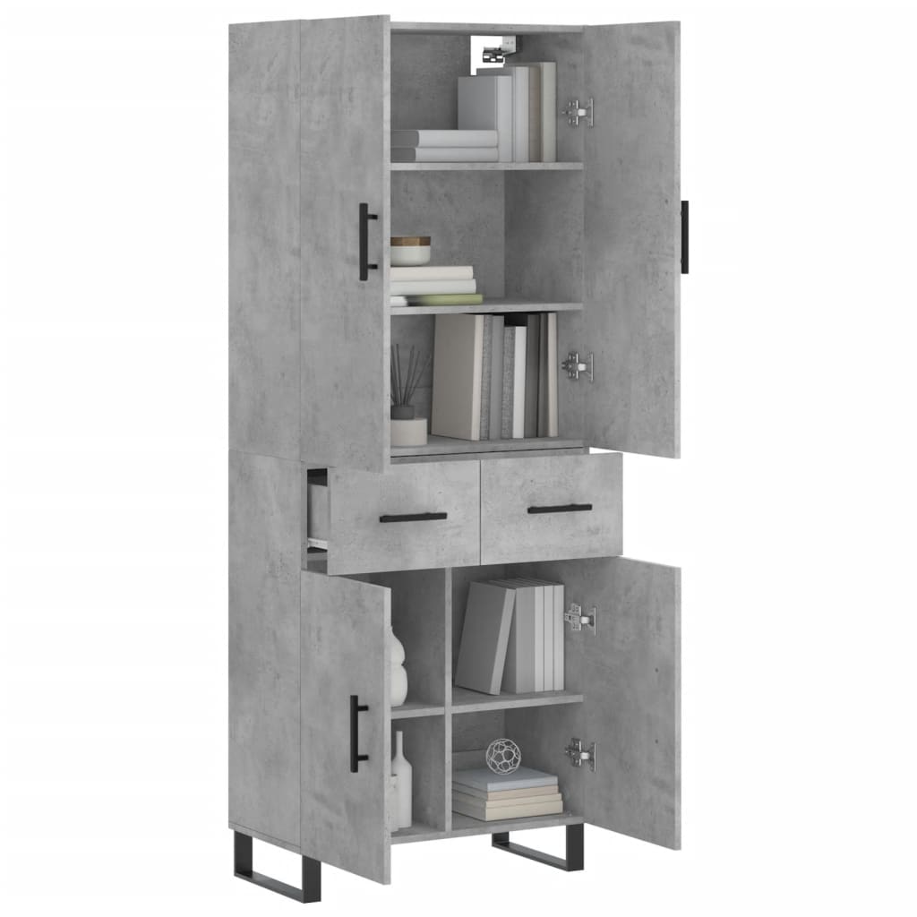 Highboard Concrete Grey 69.5x34x180 cm Engineered Wood