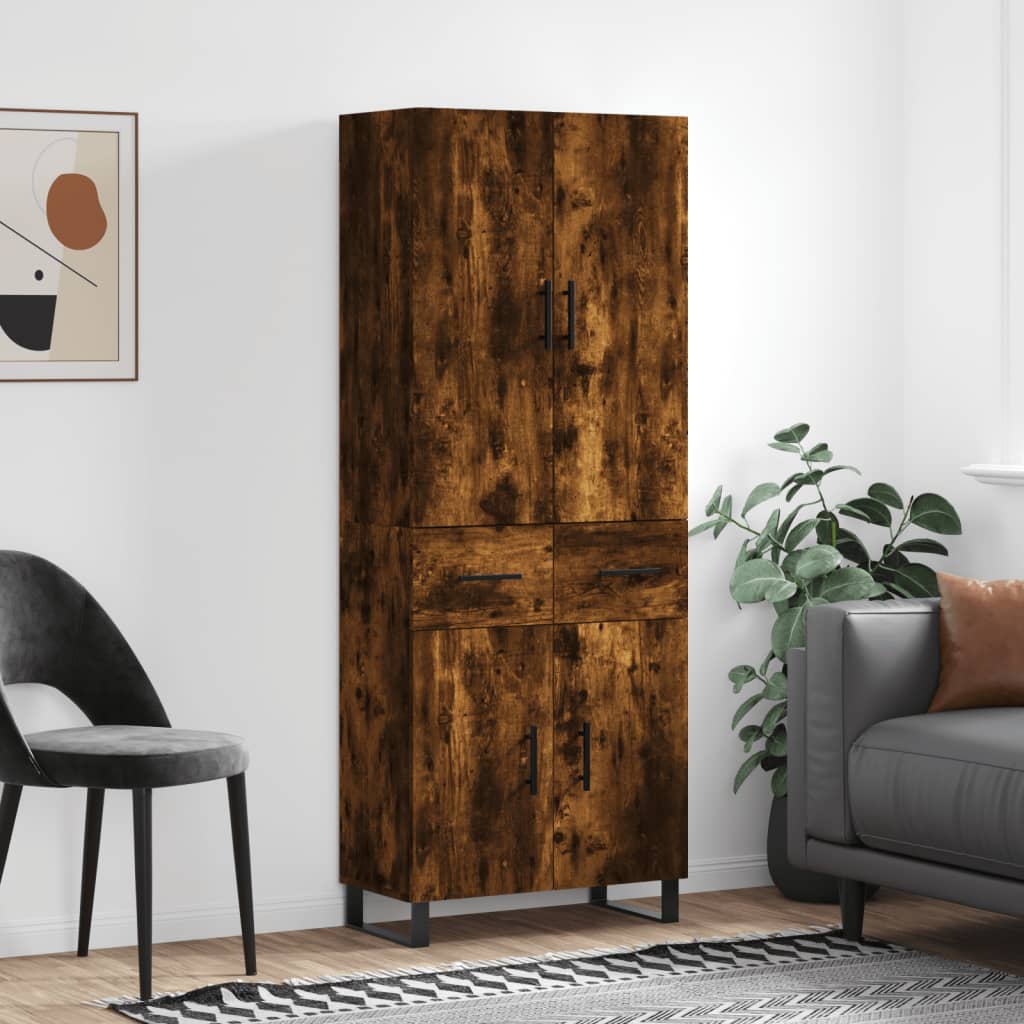 Highboard Smoked Oak 69,5x34x180 cm Engineered Wood