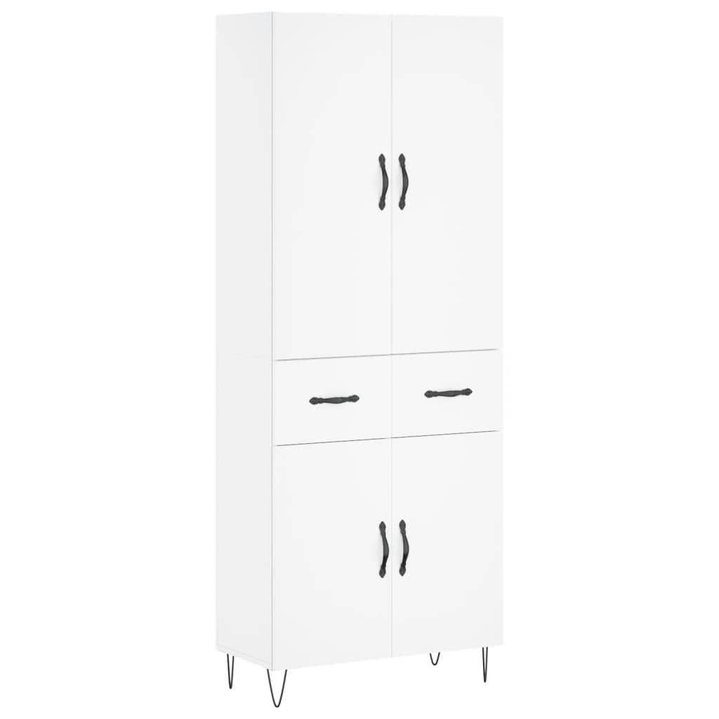 Highboard White 69.5x34x180 cm Engineered Wood