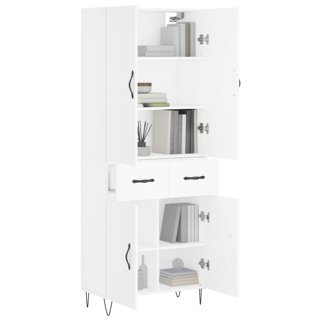 Highboard White 69.5x34x180 cm Engineered Wood