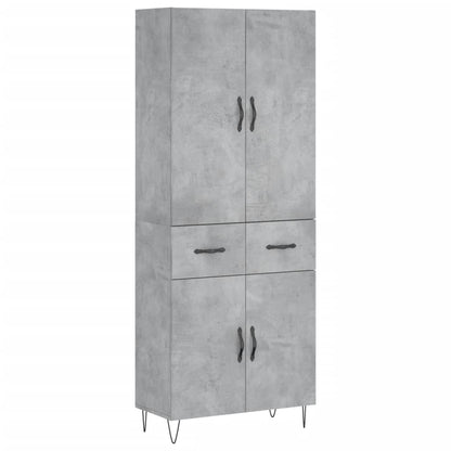 Highboard Concrete Grey 69.5x34x180 cm Engineered Wood