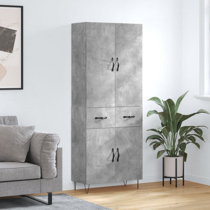 Highboard Concrete Grey 69.5x34x180 cm Engineered Wood