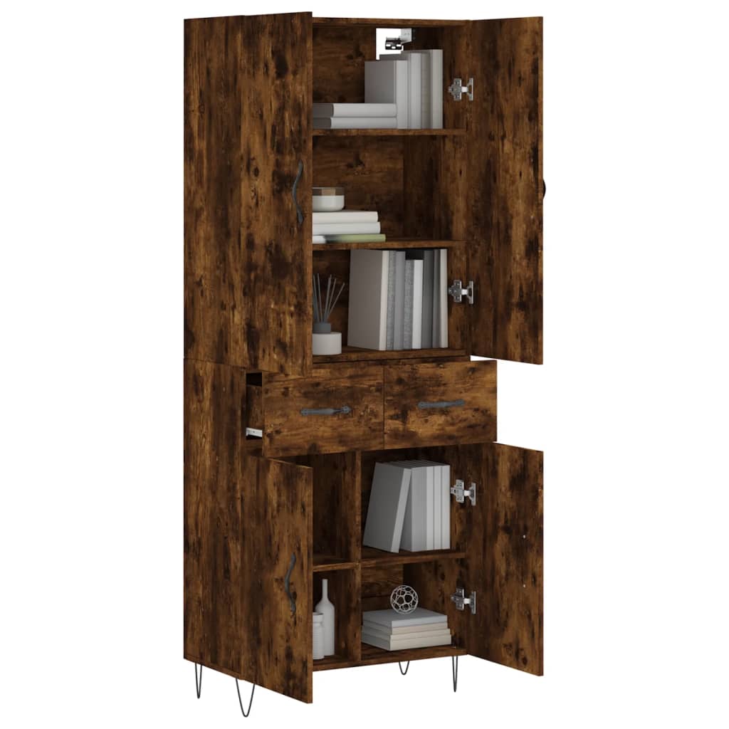 Highboard Smoked Oak 69.5x34x180 cm Engineered Wood