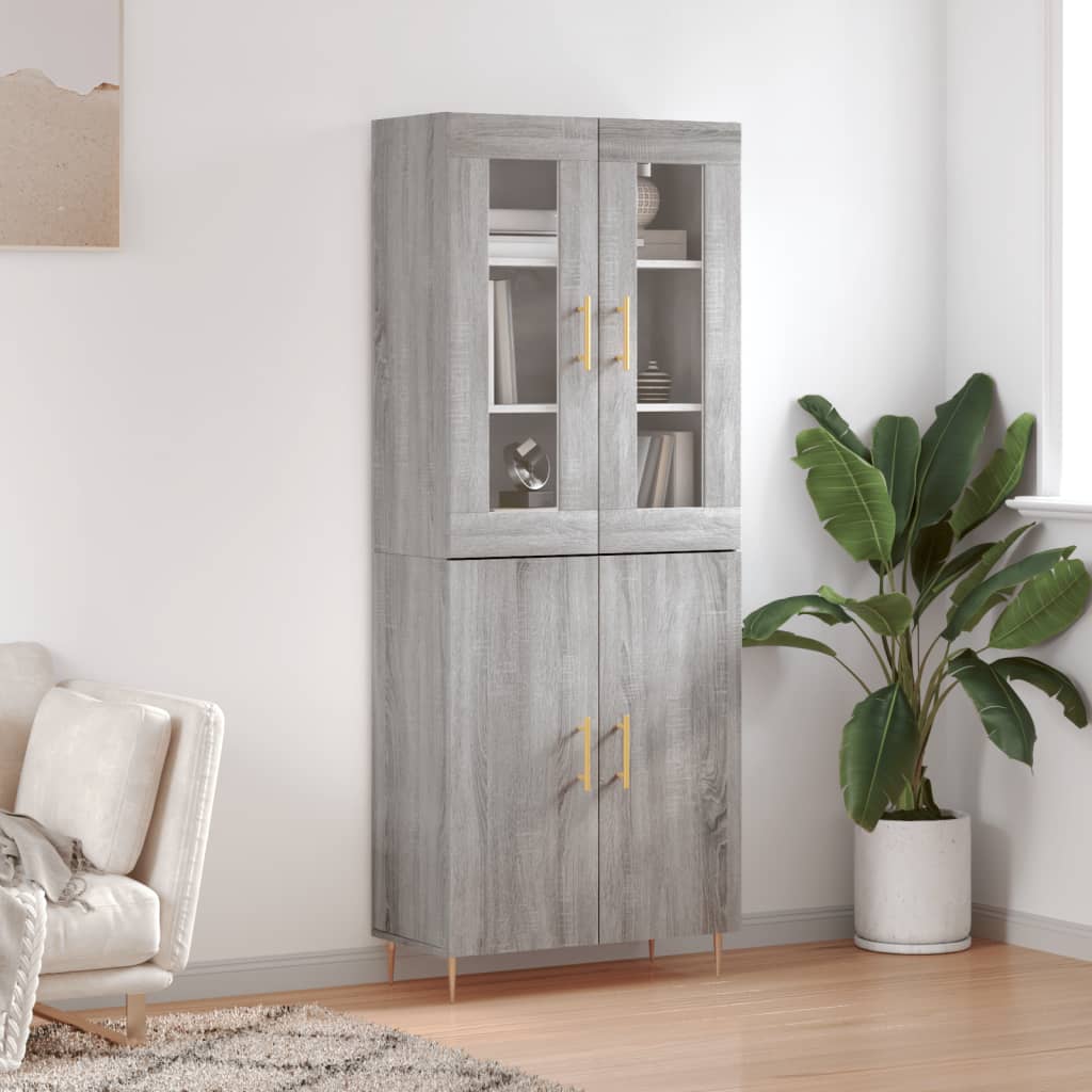 Highboard Grey Sonoma 69,5x34x180 cm Engineered Wood