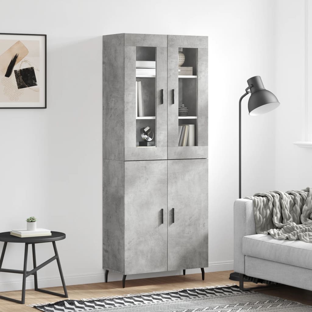 Highboard Concrete Grey 69,5x34x180 cm Engineered Wood