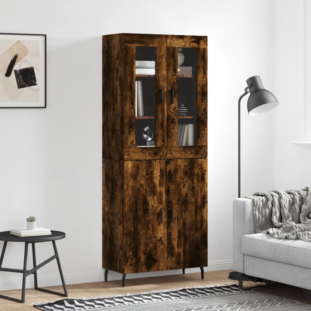Highboard Smoked Oak 69,5x34x180 cm Engineered Wood