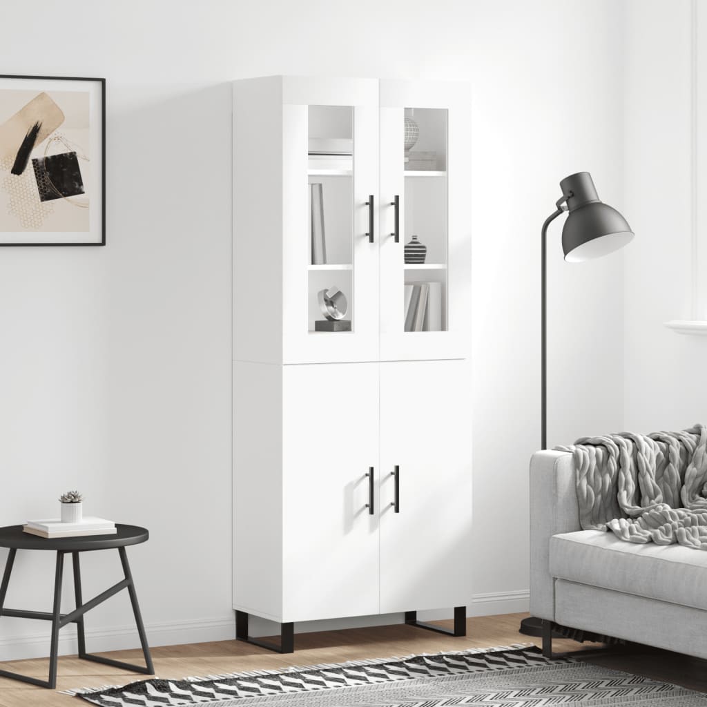 Highboard White 69.5x34x180 cm Engineered Wood