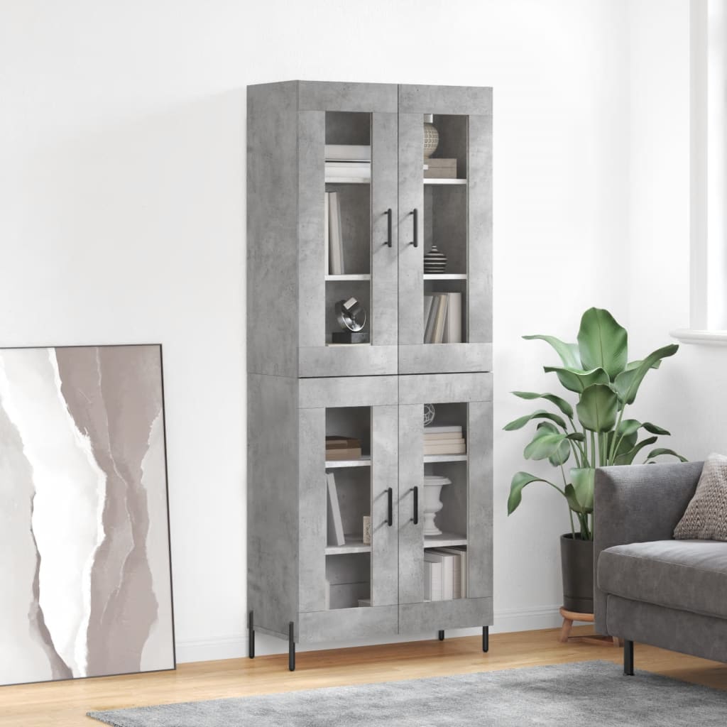 Highboard Concrete Grey 69,5x34x180 cm Engineered Wood