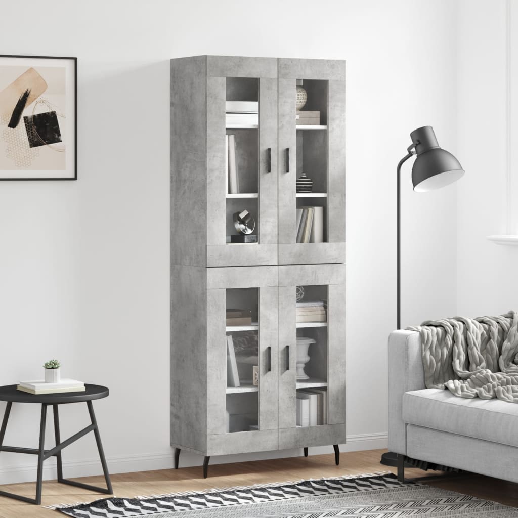 Highboard Concrete Grey 69,5x34x180 cm Engineered Wood