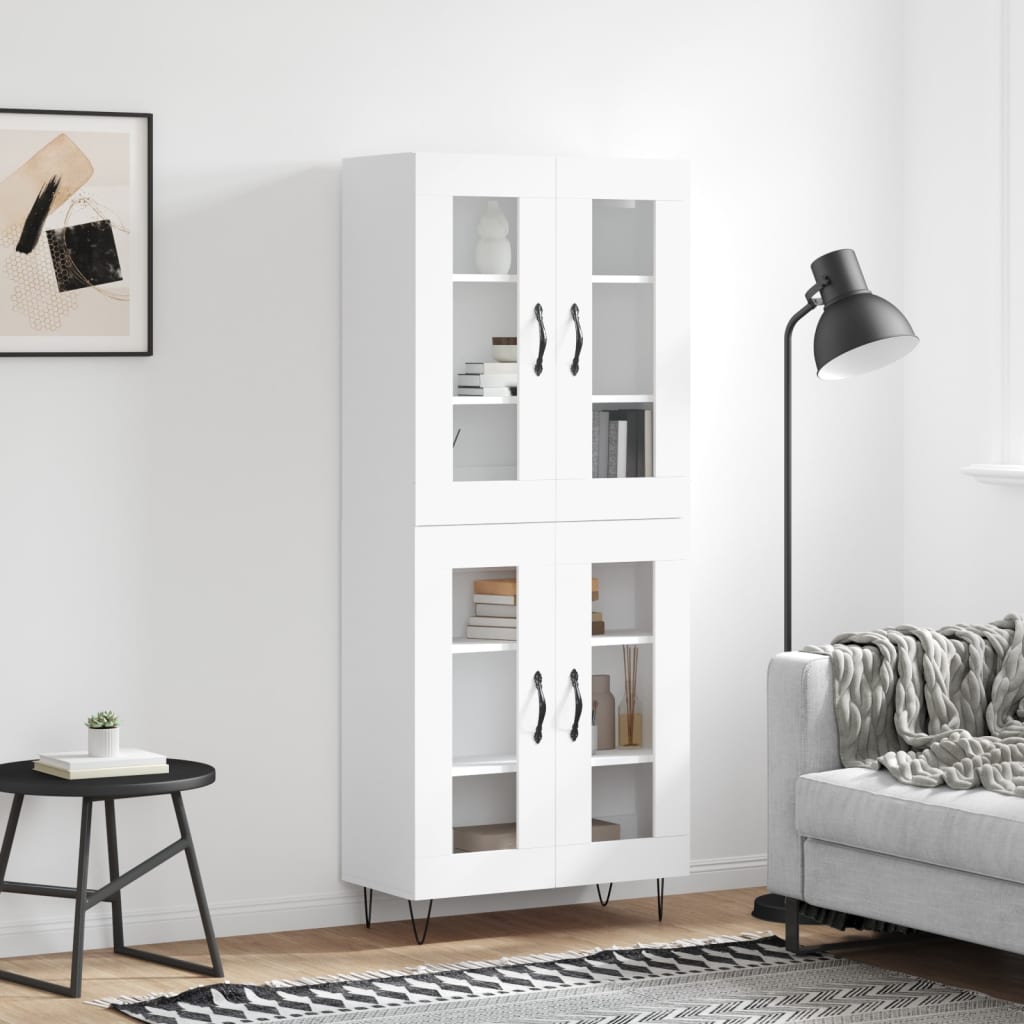 Highboard White 69,5x34x180 cm Engineered Wood