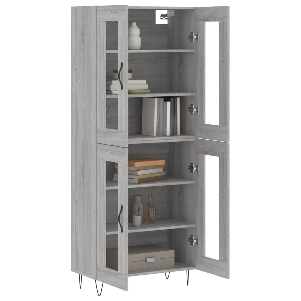 Highboard Grey Sonoma 69,5x34x180 cm Engineered Wood