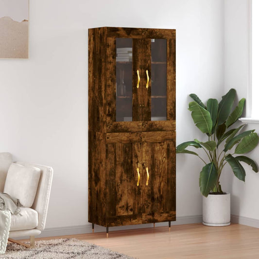 Highboard Smoked Oak 69,5x34x180 cm Engineered Wood