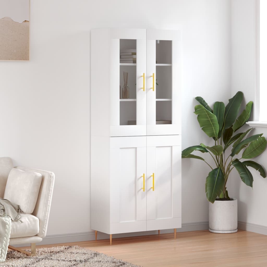 Highboard White 69,5x34x180 cm Engineered Wood