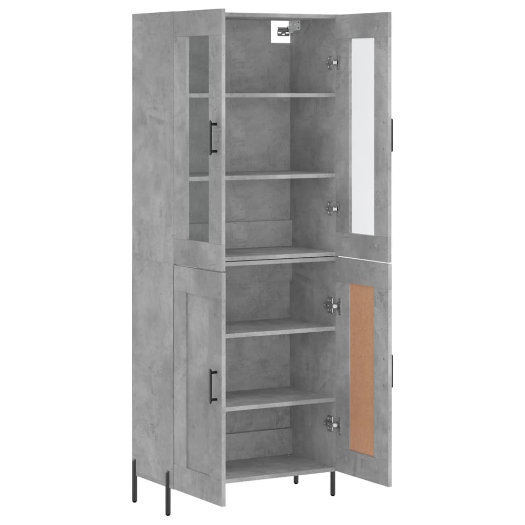 Highboard Concrete Grey 69.5x34x180 cm Engineered Wood