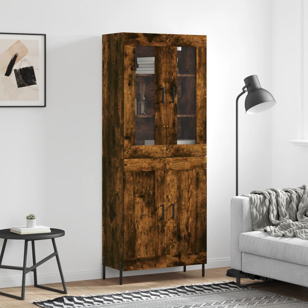 Highboard Smoked Oak 69.5x34x180 cm Engineered Wood