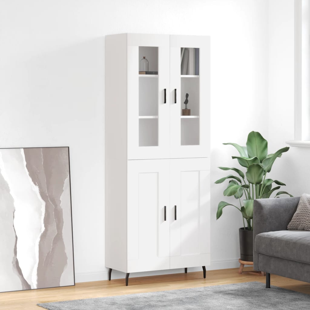 Highboard White 69,5x34x180 cm Engineered Wood