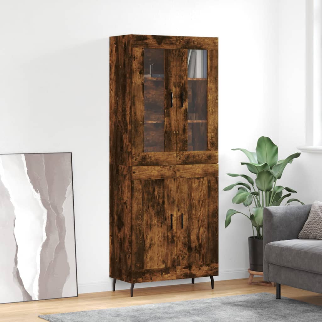 Highboard Smoked Oak 69.5x34x180 cm Engineered Wood