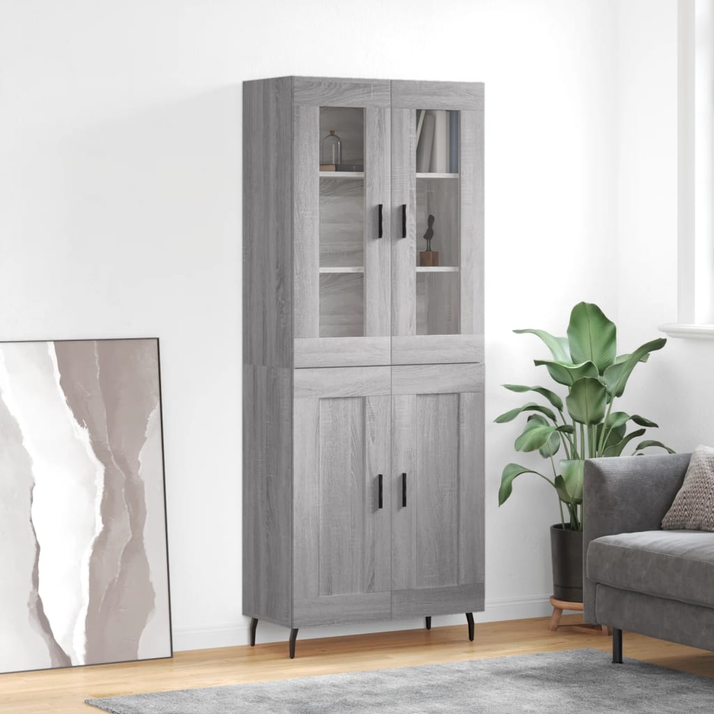 Highboard Grey Sonoma 69,5x34x180 cm Engineered Wood