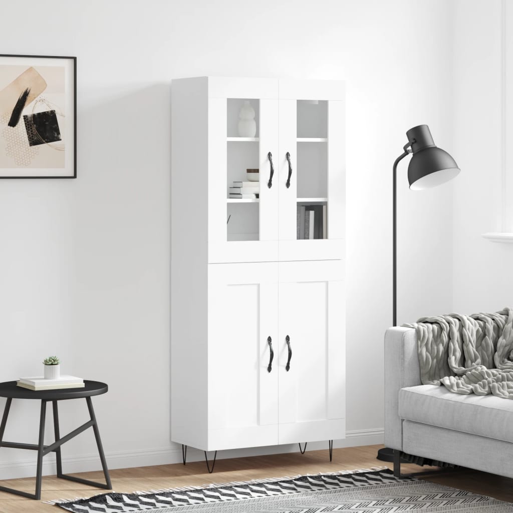 Highboard White 69,5x34x180 cm Engineered Wood