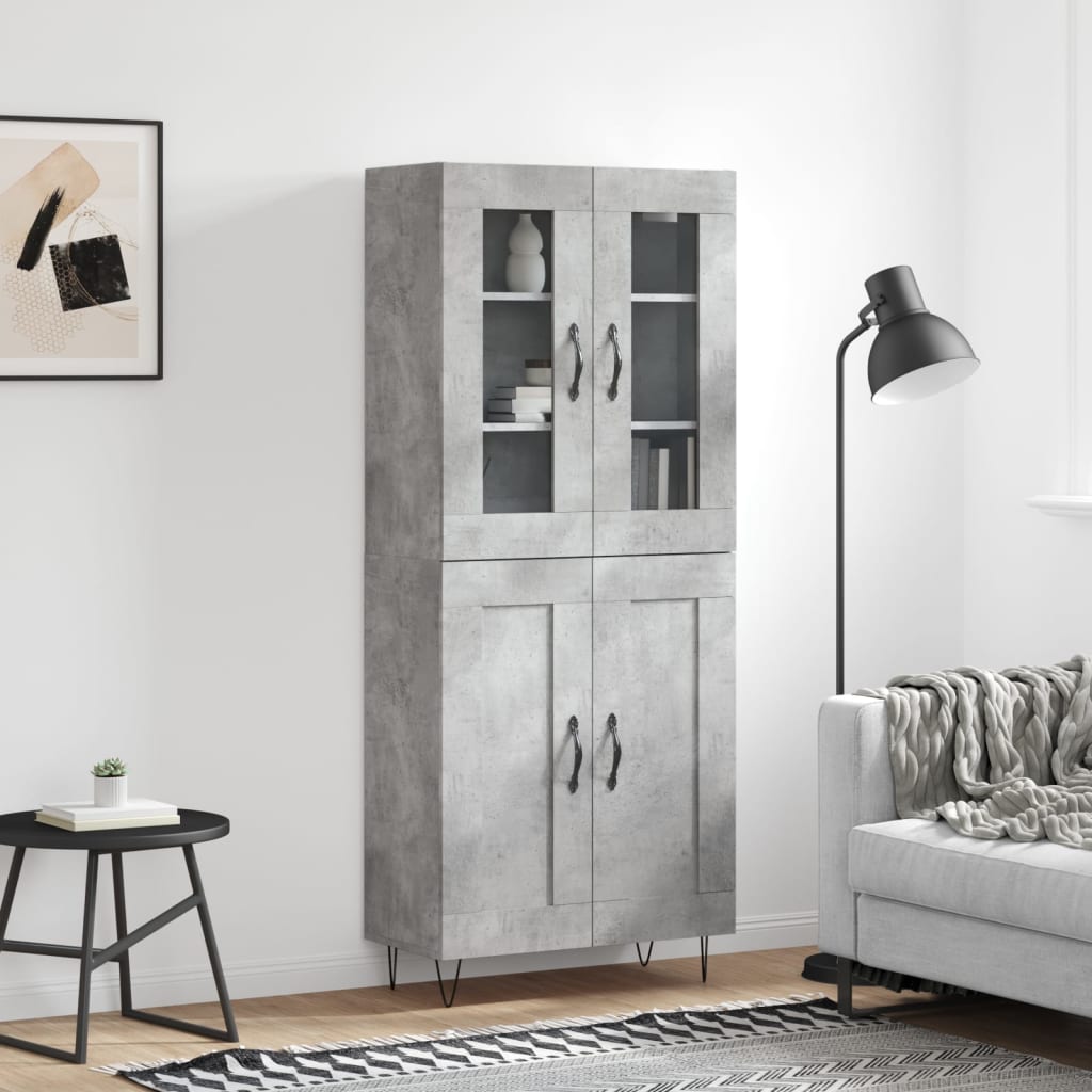 Highboard Concrete Grey 69,5x34x180 cm Engineered Wood