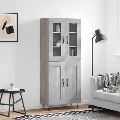 Highboard Grey Sonoma 69,5x34x180 cm Engineered Wood