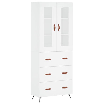 Highboard White 69.5x34x180 cm Engineered Wood