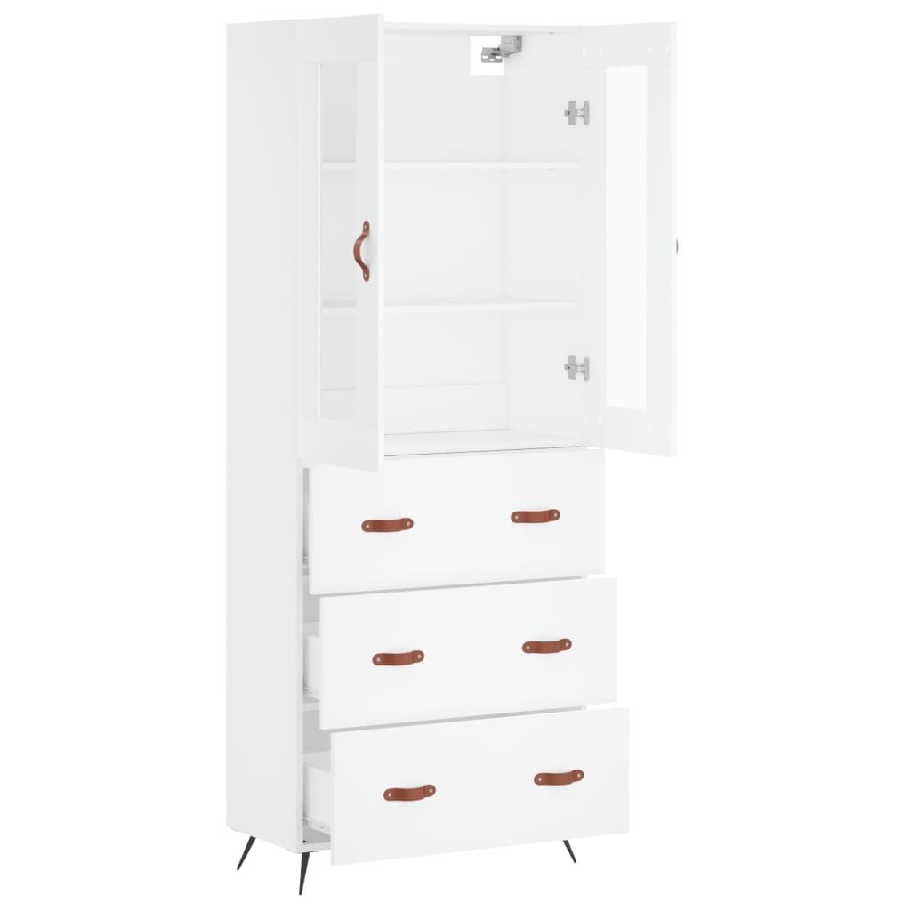 Highboard White 69,5x34x180 cm Engineered Wood