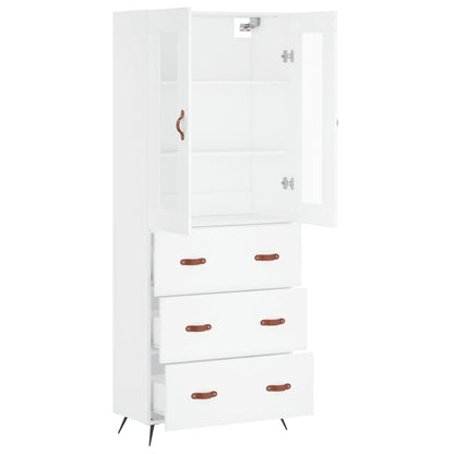 Highboard White 69,5x34x180 cm Engineered Wood