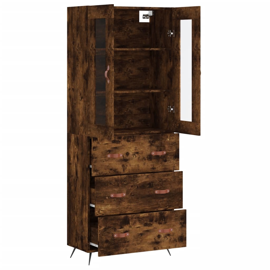 Highboard Smoked Oak 69.5x34x180 cm Engineered Wood