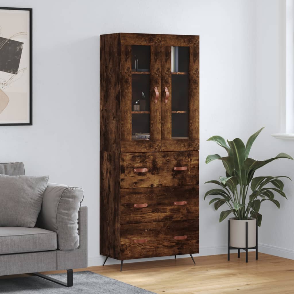 Highboard Smoked Oak 69.5x34x180 cm Engineered Wood