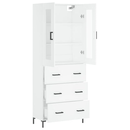 Highboard White 69,5x34x180 cm Engineered Wood