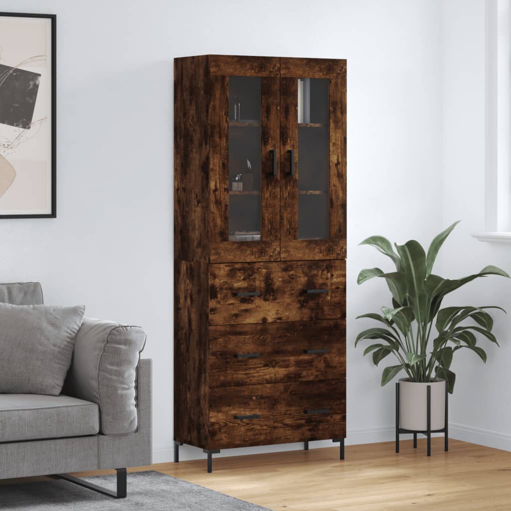 Highboard Smoked Oak 69,5x34x180 cm Engineered Wood