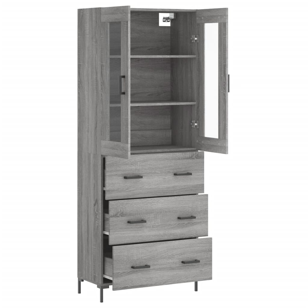 Highboard Grey Sonoma 69,5x34x180 cm Engineered Wood