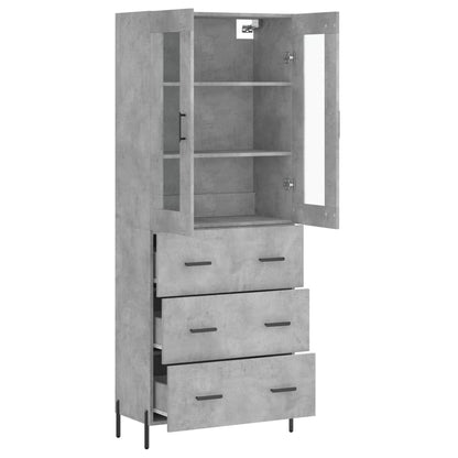 Highboard Concrete Grey 69,5x34x180 cm Engineered Wood