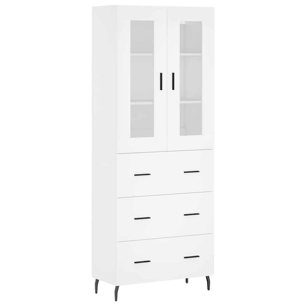 Highboard White 69.5x34x180 cm Engineered Wood
